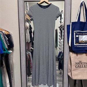 Polo by Ralph Lauren Navy and White Striped Short-Sleeve Maxi Dress